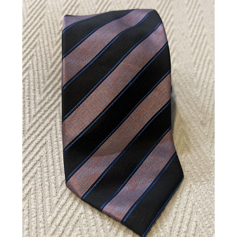 GianFranco Italy Neckwear RED/BLACK W/BLUE STRIPE Microfiber 64" X 3.25"